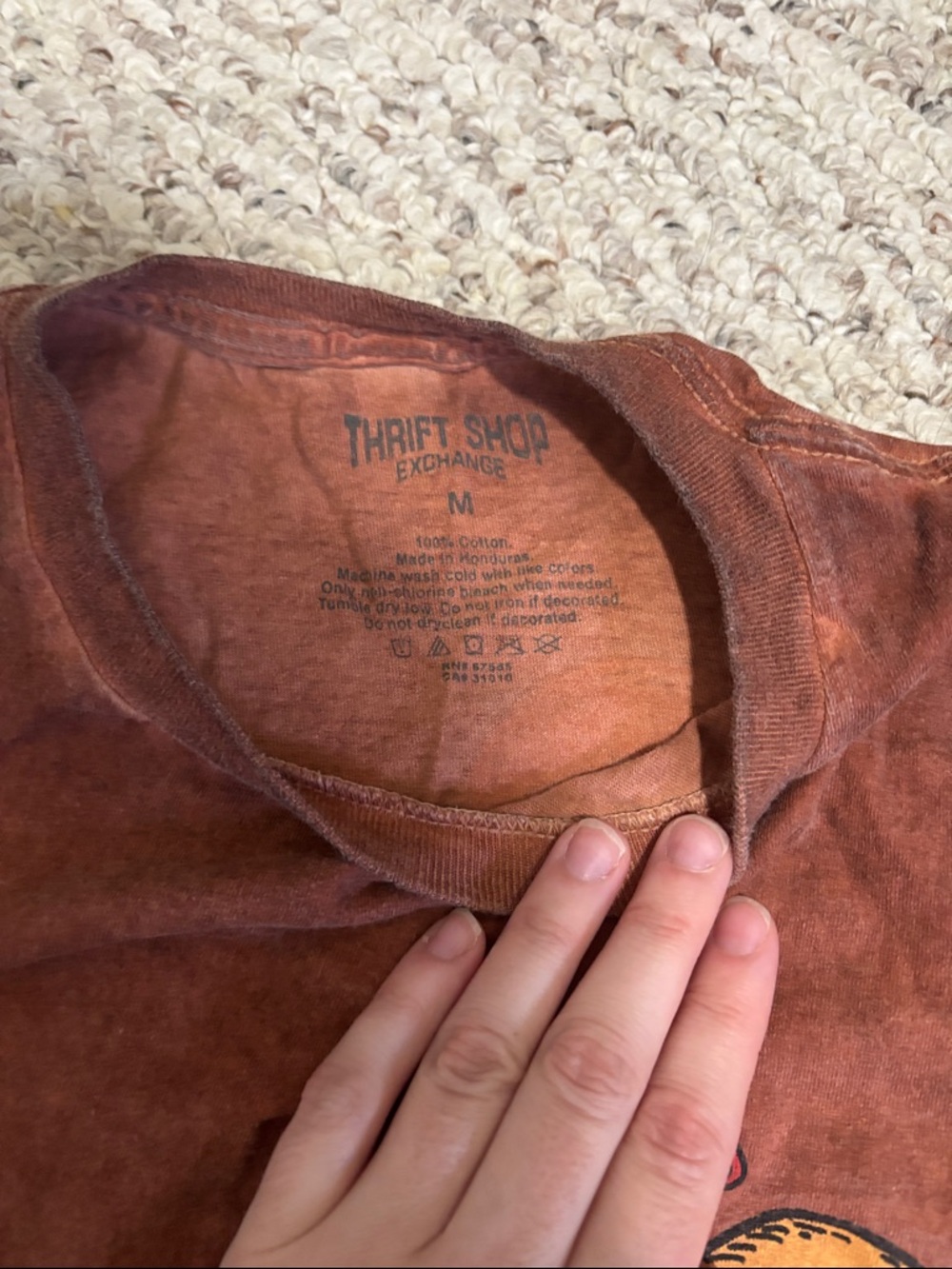 T.J.Maxx Rust Brown Short Sleeve Tee with Skull & Butterfly Chest Graphic - Picture 3 of 3